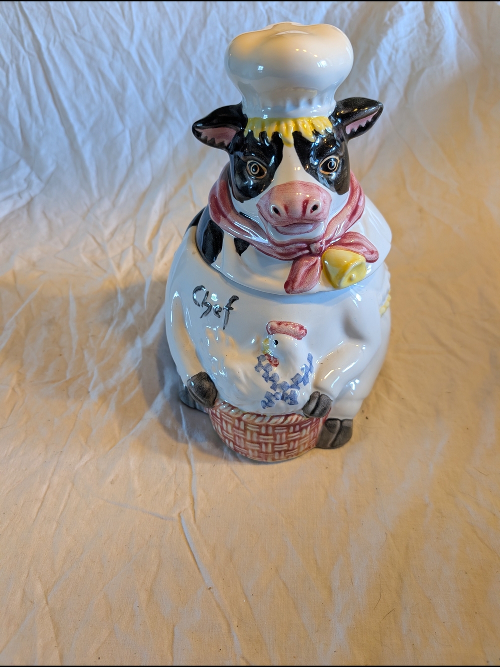 2/60$ Vintage White and Pink Cow Chef Ceramic Cookie Jar